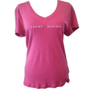 Tommy Hilfiger Pink V-Neck Women's Top(5 For $20 Item)